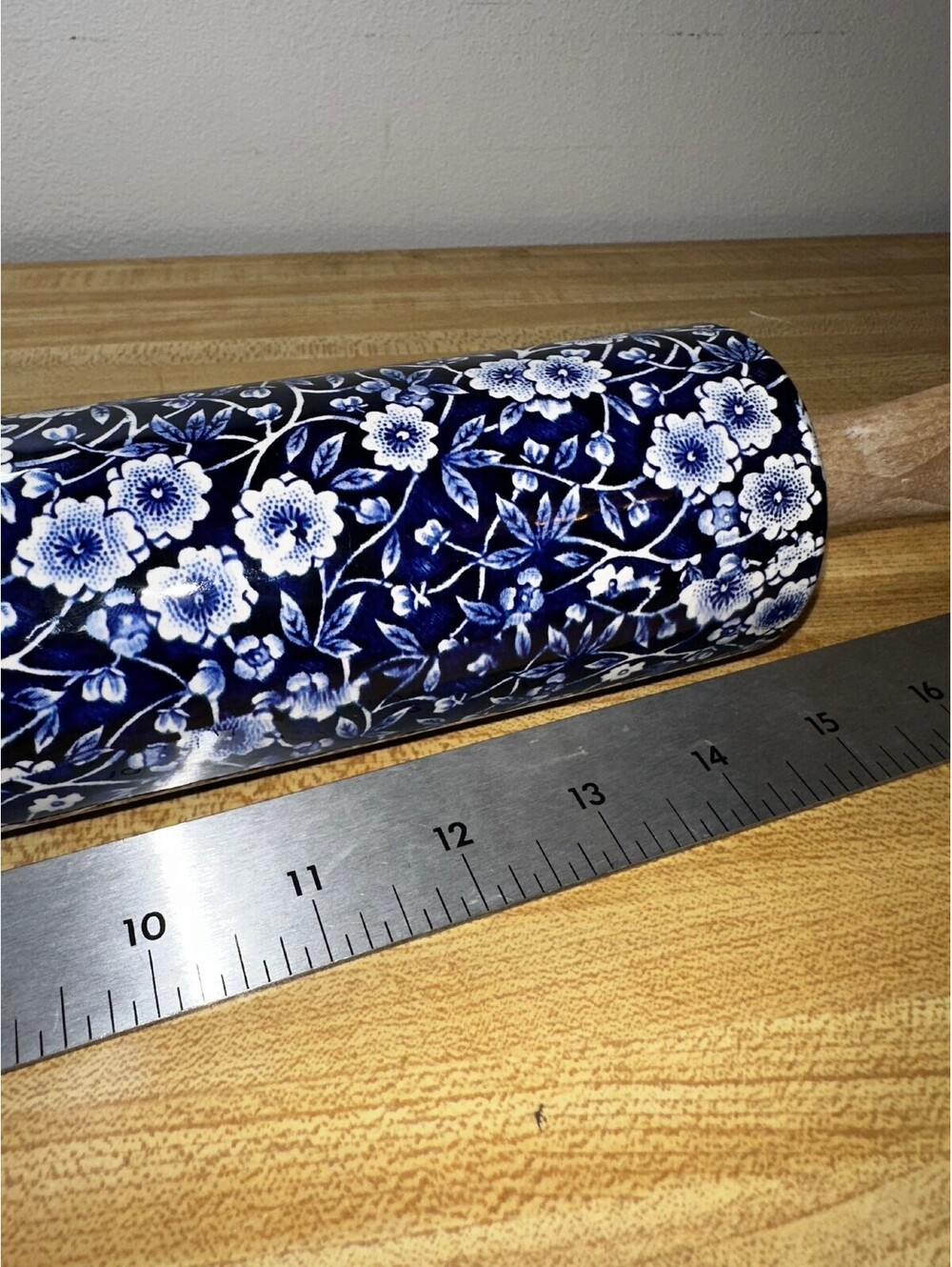 Vintage Staffordshire England Blue Burleigh Rolling Pin 20" - Picture 3 of 11